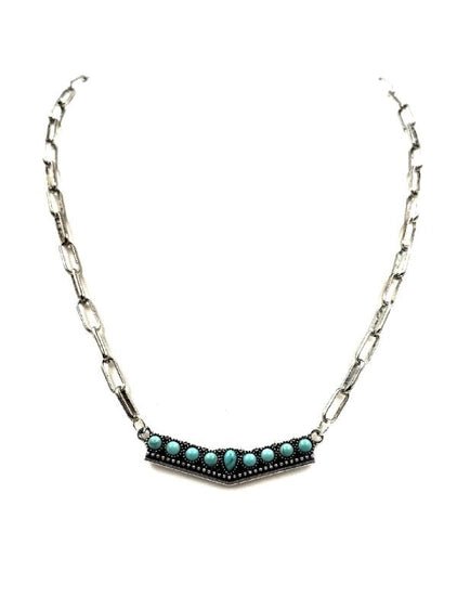 Turquoise V-Shape Bar Chain Necklace