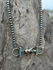 Twisted Horsebit Turquoise Beaded Necklace