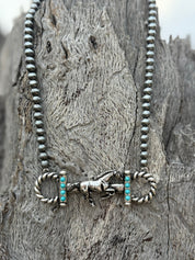 Twisted Horsebit Turquoise Beaded Necklace