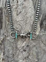 Twisted Horsebit Turquoise Beaded Necklace