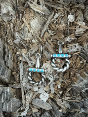 Twisted Horsebit Turquoise Dangle Earrings