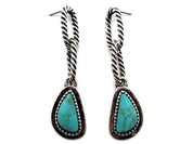 Twisted Rope Link Turquoise Teardrop Earrings