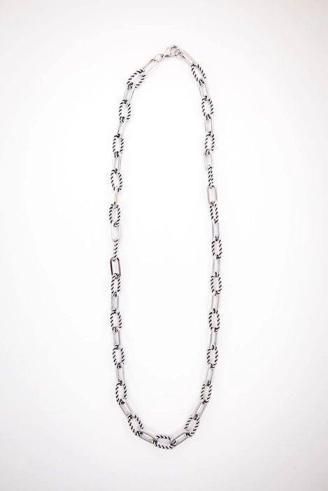 Twisted Rope Paperclip Chain NecklaceSilver18"