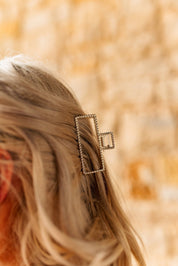 Twisted Rope Rectangle Hair Claw - Silver