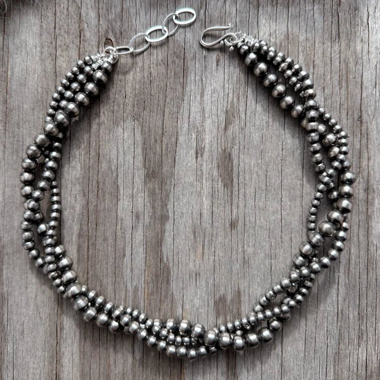 Twisted Strand Silver Pearl Choker