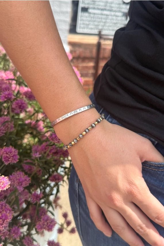 Two-Tone Charm Stretch Bracelet