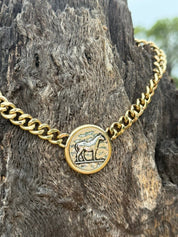 Two Tone Horse Coin Chain Necklace