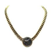 Two Tone Horse Coin Chain Necklace
