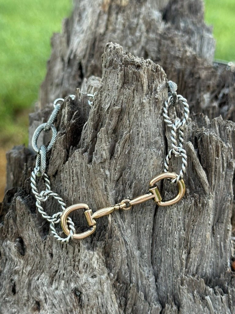 Two Tone Snaffle Bit Bulky Chain Bracelet