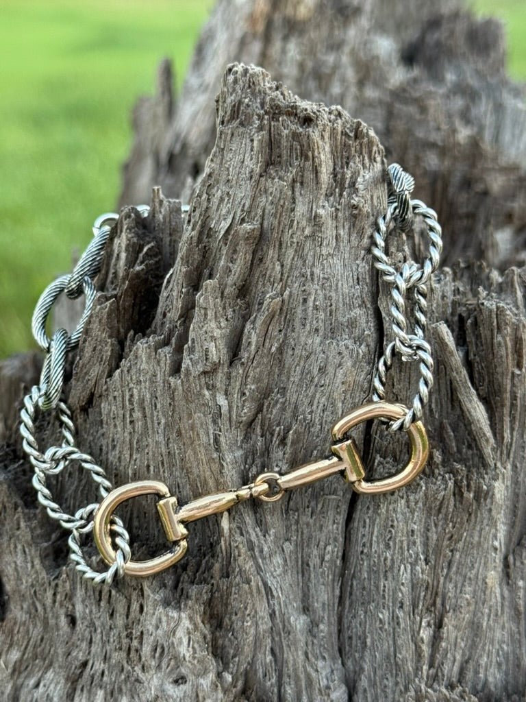 Two Tone Snaffle Bit Bulky Chain Bracelet