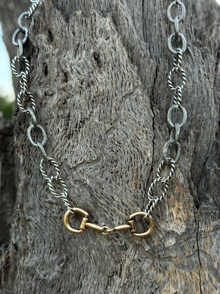 Two Tone Snaffle Bit Bulky Chain Necklace