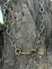Two Tone Snaffle Bit Bulky Chain Necklace
