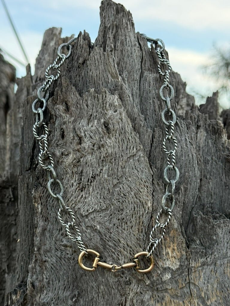 Two Tone Snaffle Bit Bulky Chain Necklace