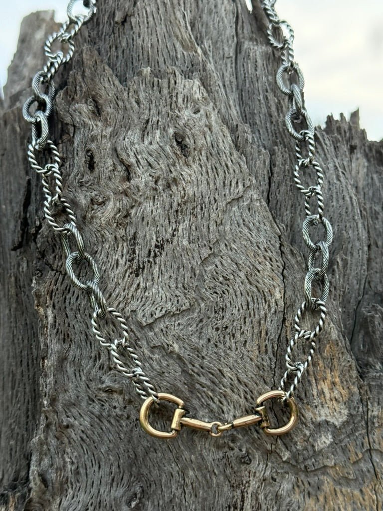Two Tone Snaffle Bit Bulky Chain Necklace