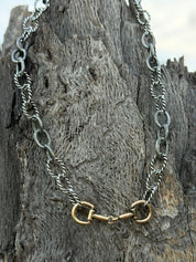 Two Tone Snaffle Bit Bulky Chain Necklace