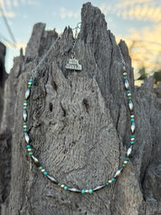 Two-Tone Torpedo and Turquoise Beaded Chain Necklace
