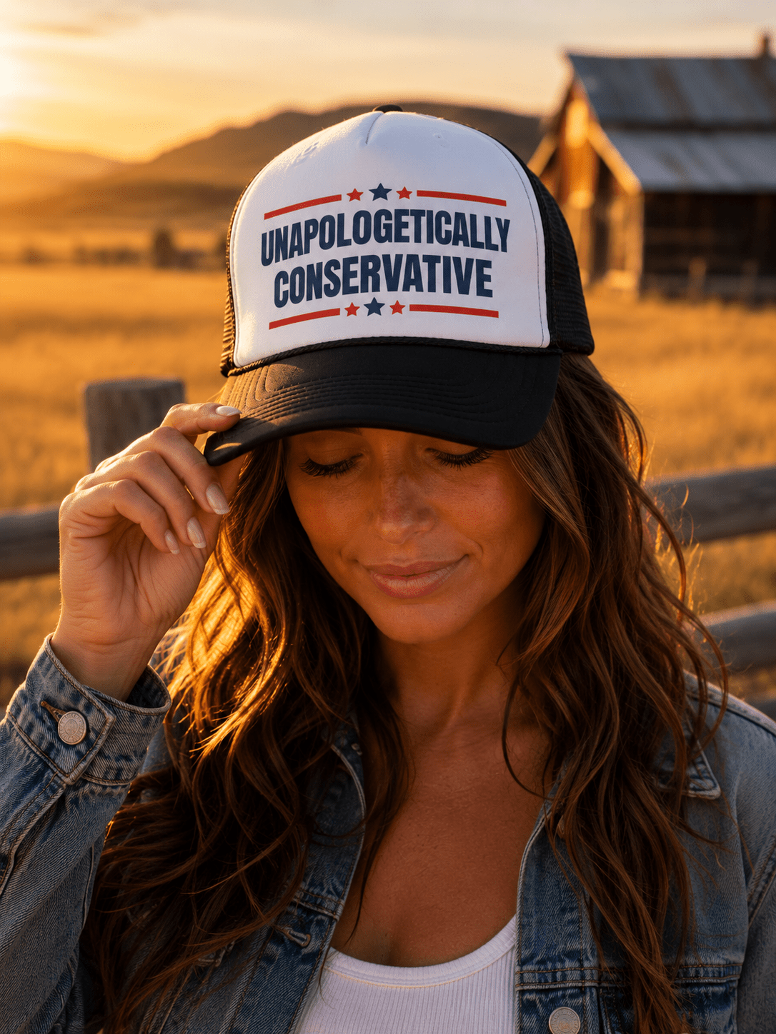 Unapologetically Conservative Trucker HatBlack & White
