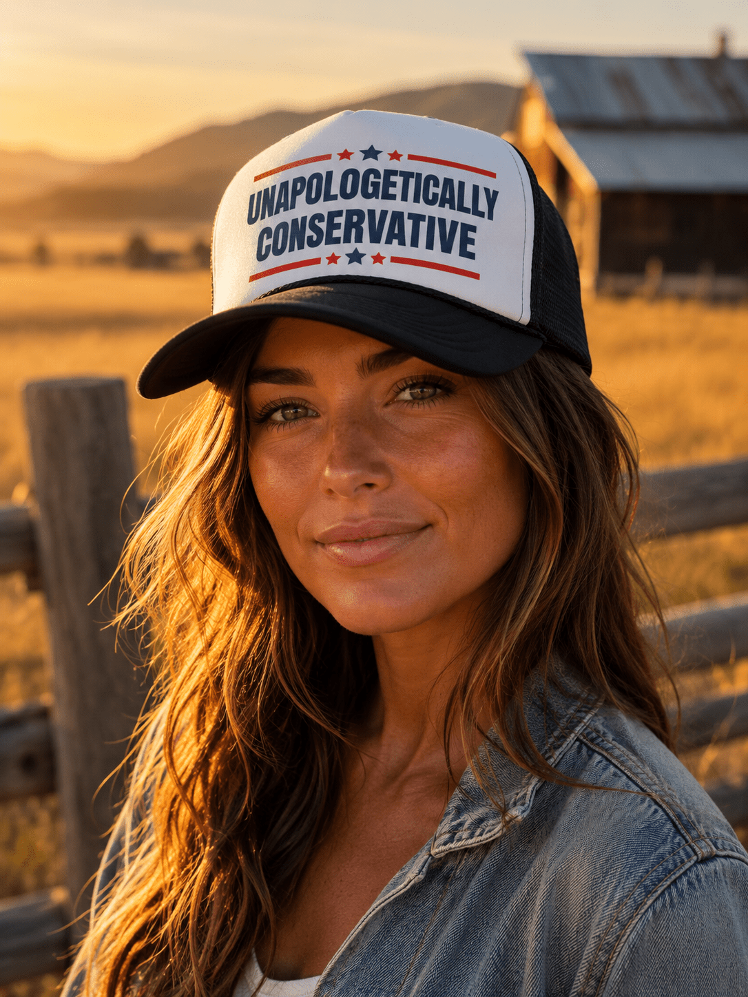 Unapologetically Conservative Trucker HatBlack & White