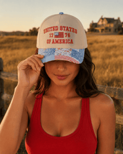 United States of America 1776 Embroidered Trucker Hat
