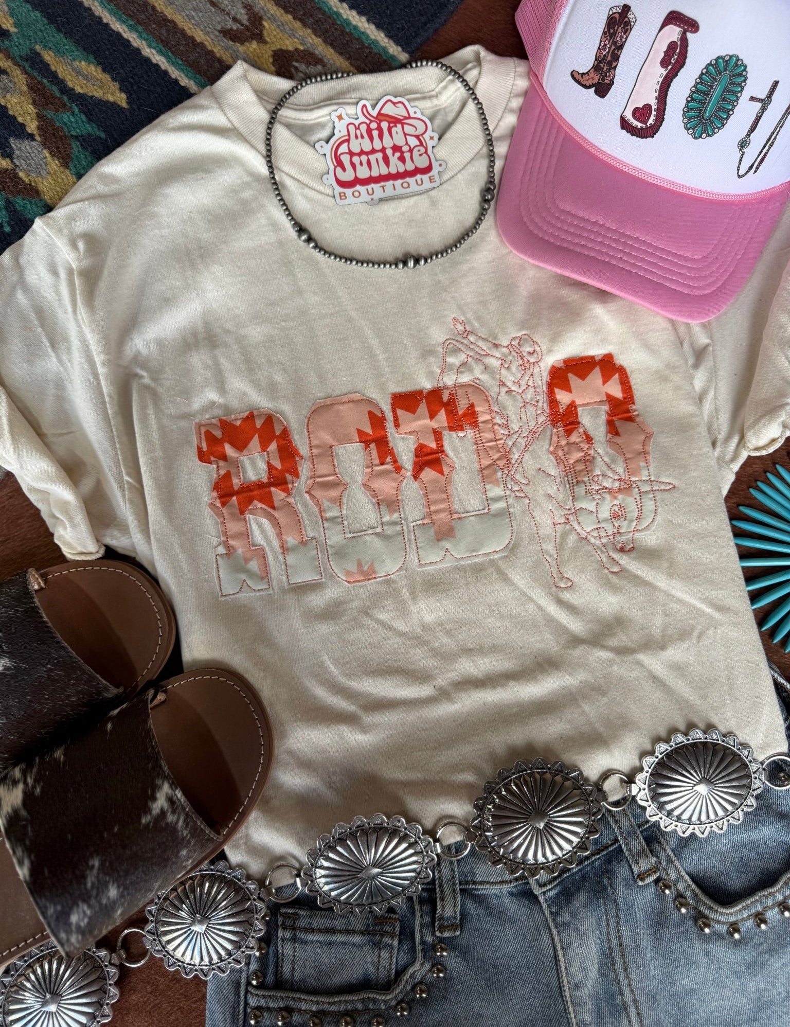 Vintage Rodeo Aztec Stitched Graphic TeeS