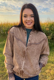 Vintage Saddle Buckstitch Bomber JacketS