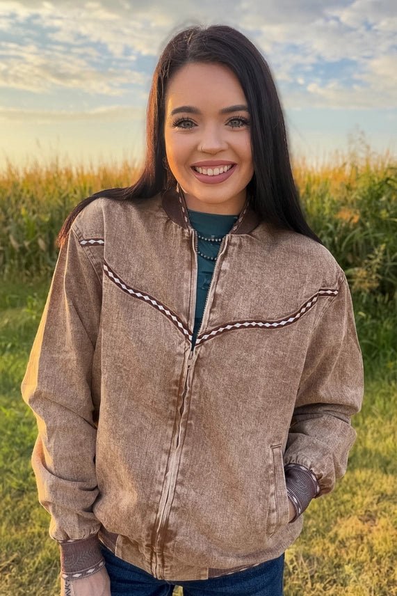Vintage Saddle Buckstitch Bomber JacketS