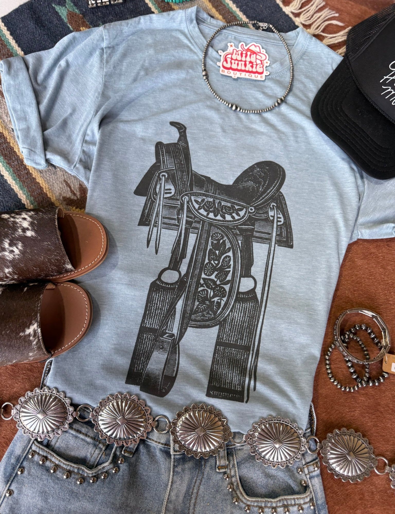 Vintage Saddle Graphic TeeStonewash DenimS