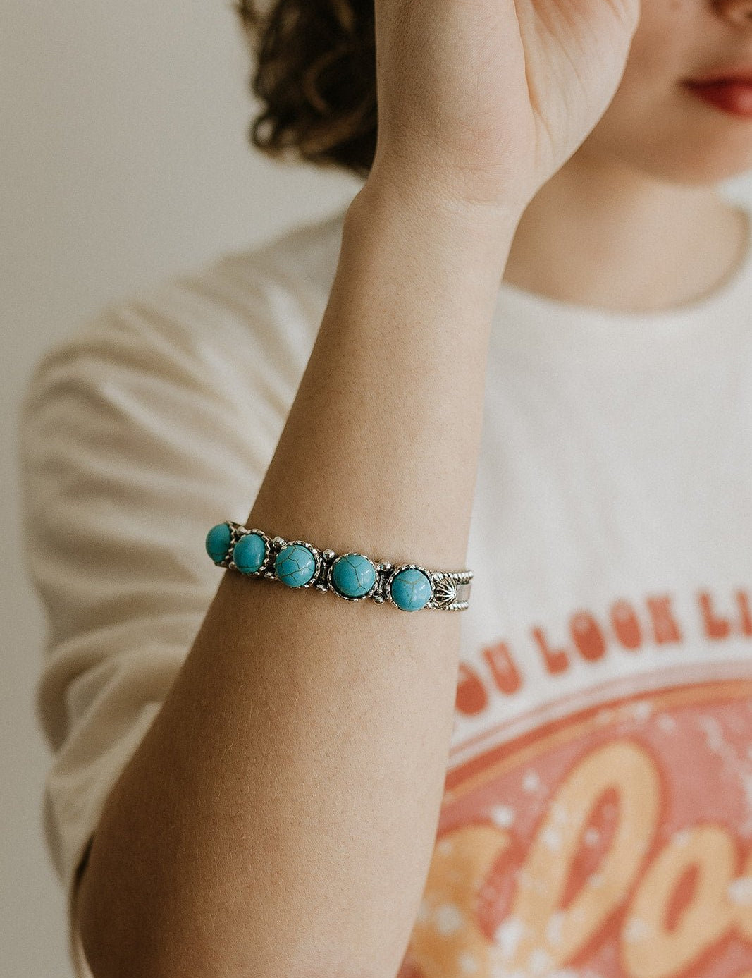 Vintage Turquoise Concho Cuff Bracelet