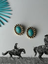 Vintage Turquoise Gold Post Earrings