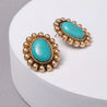 Vintage Turquoise Gold Post Earrings