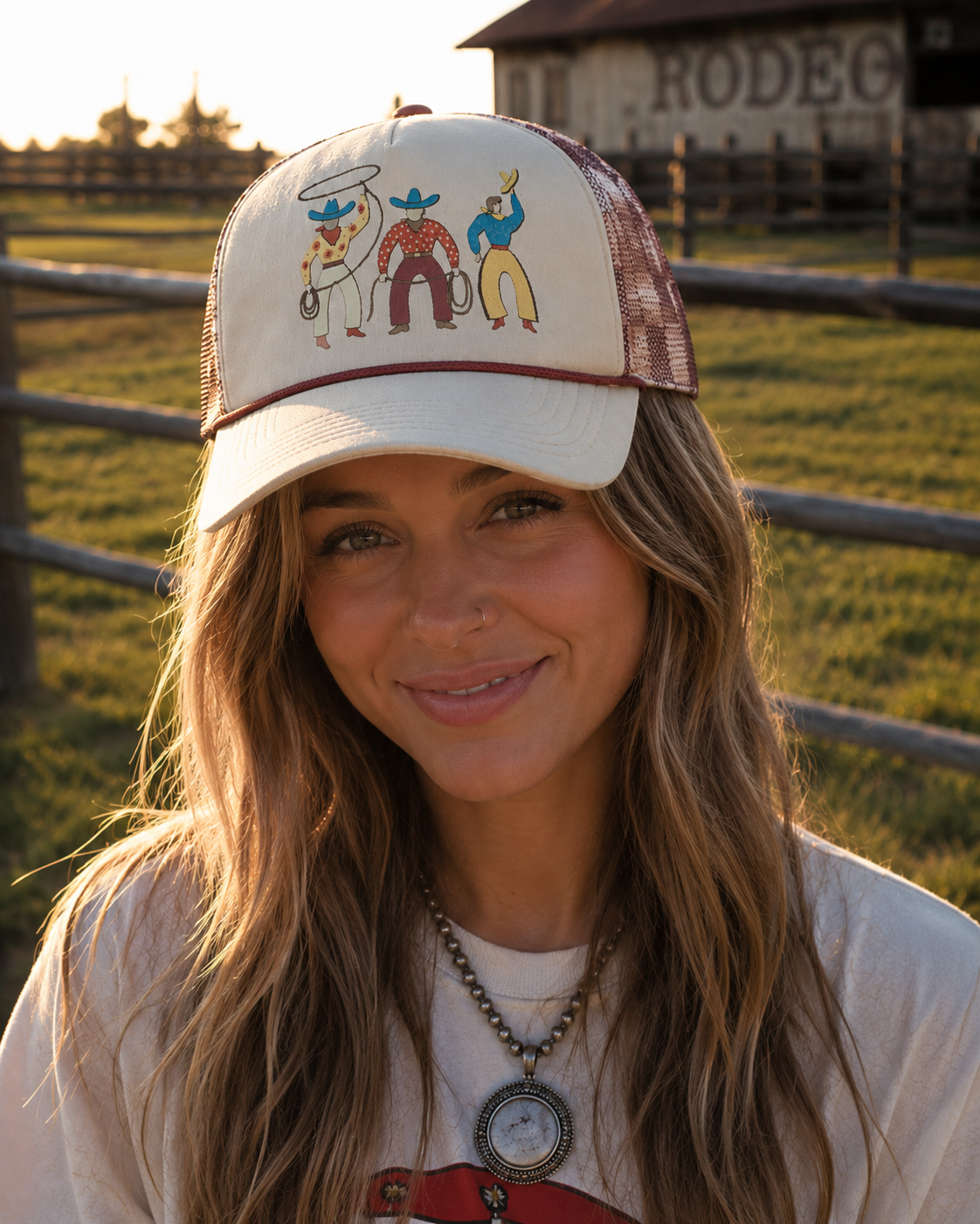 Vintage-Style Cowboys Trucker HatTan
