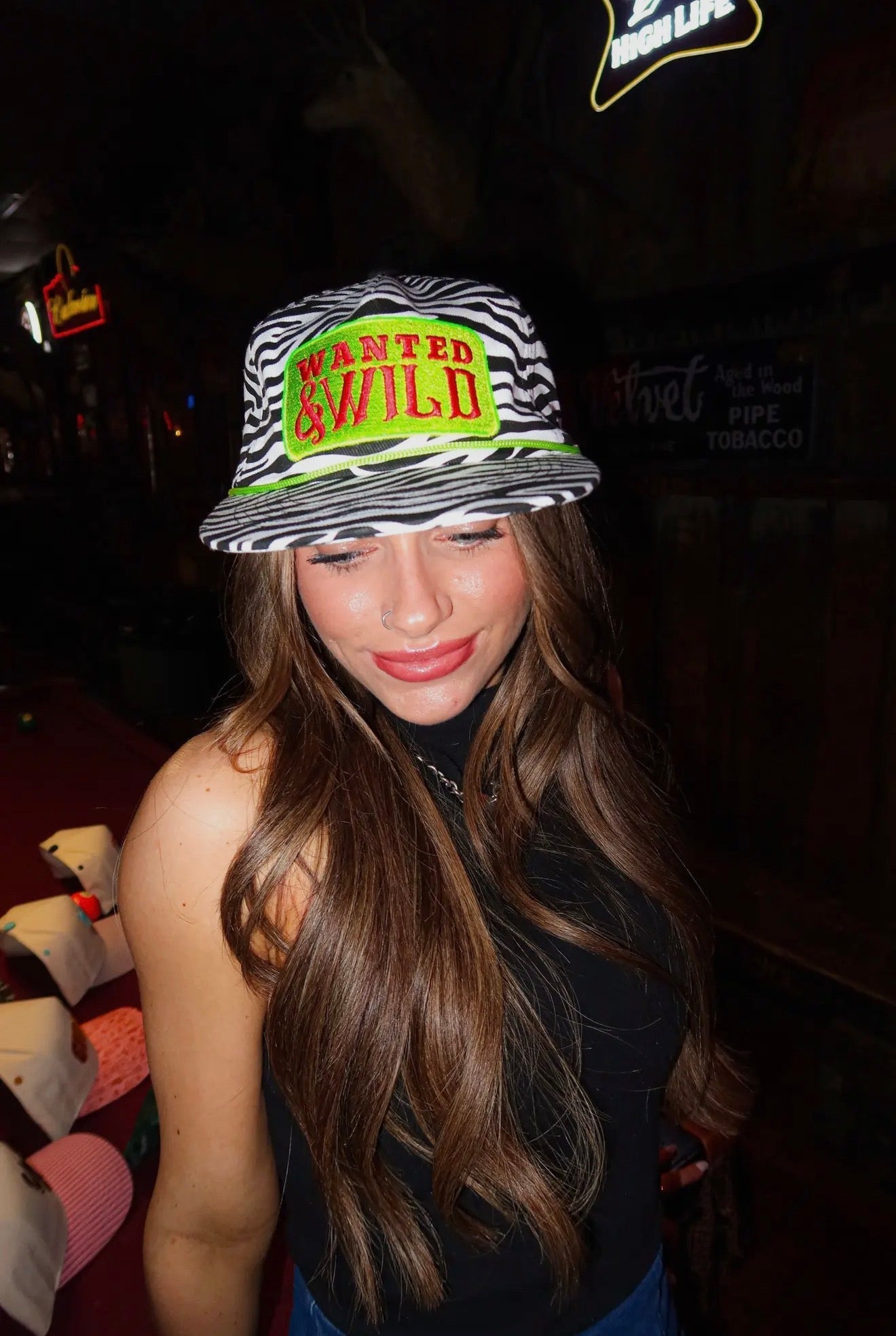 Wanted And Wild Zebra Embroidered Hat