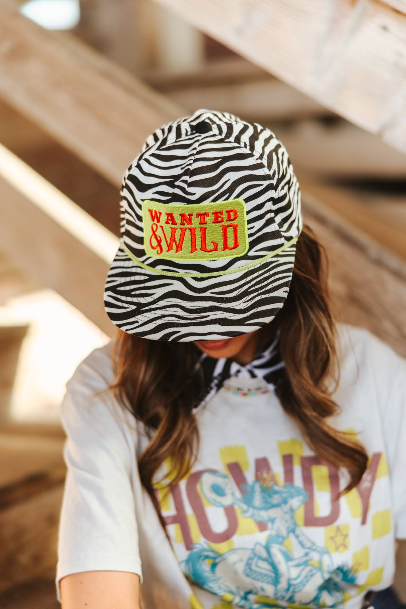 Wanted And Wild Zebra Embroidered Hat