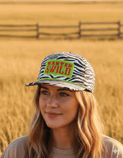 Wanted And Wild Zebra Embroidered Trucker Hat