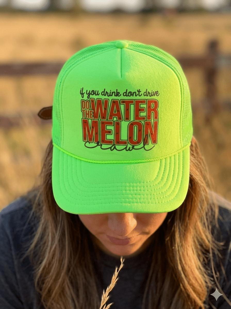 Watermelon Crawl Trucker HatNeon Green
