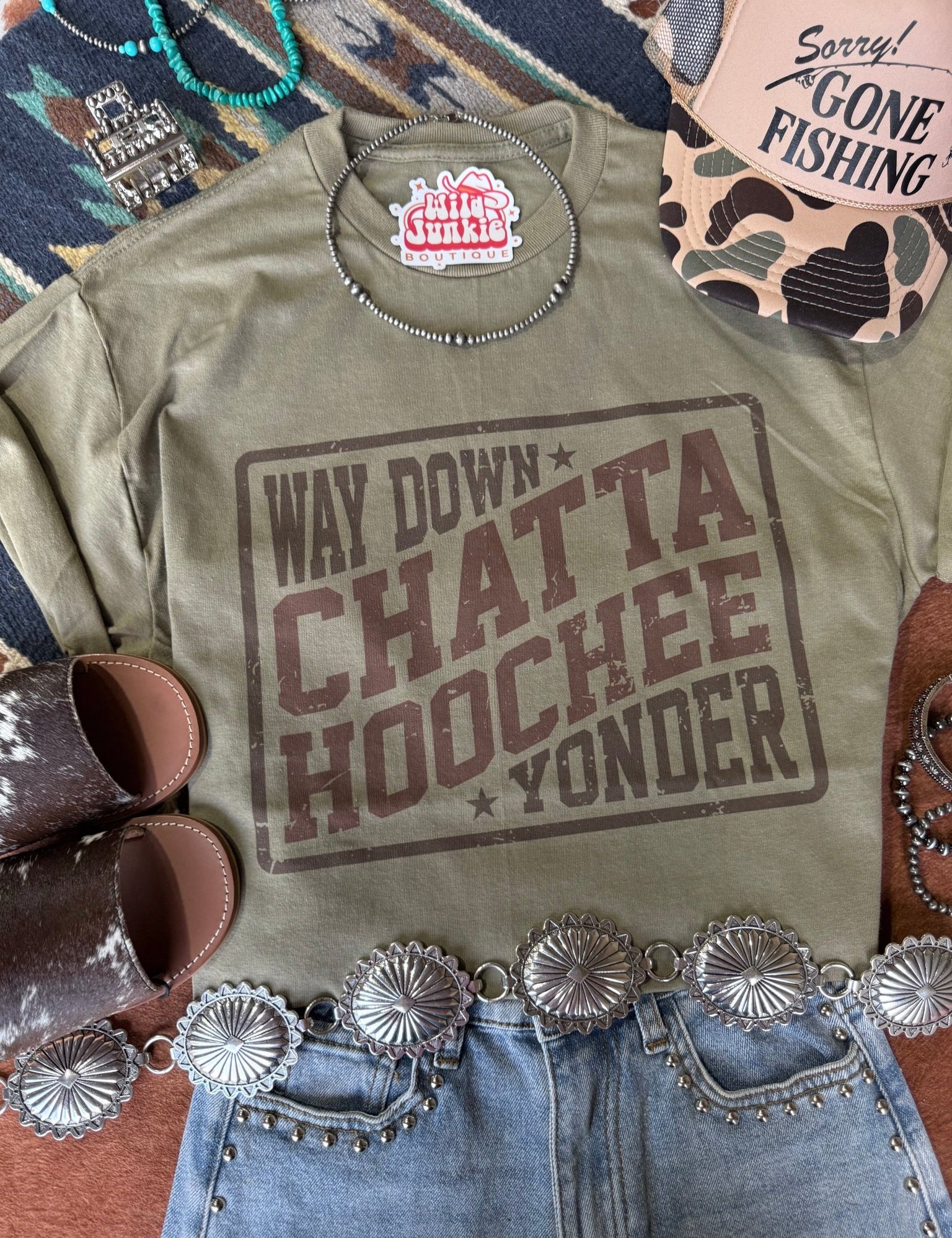 Way Down Chattahoochee Graphic TeeOliveS