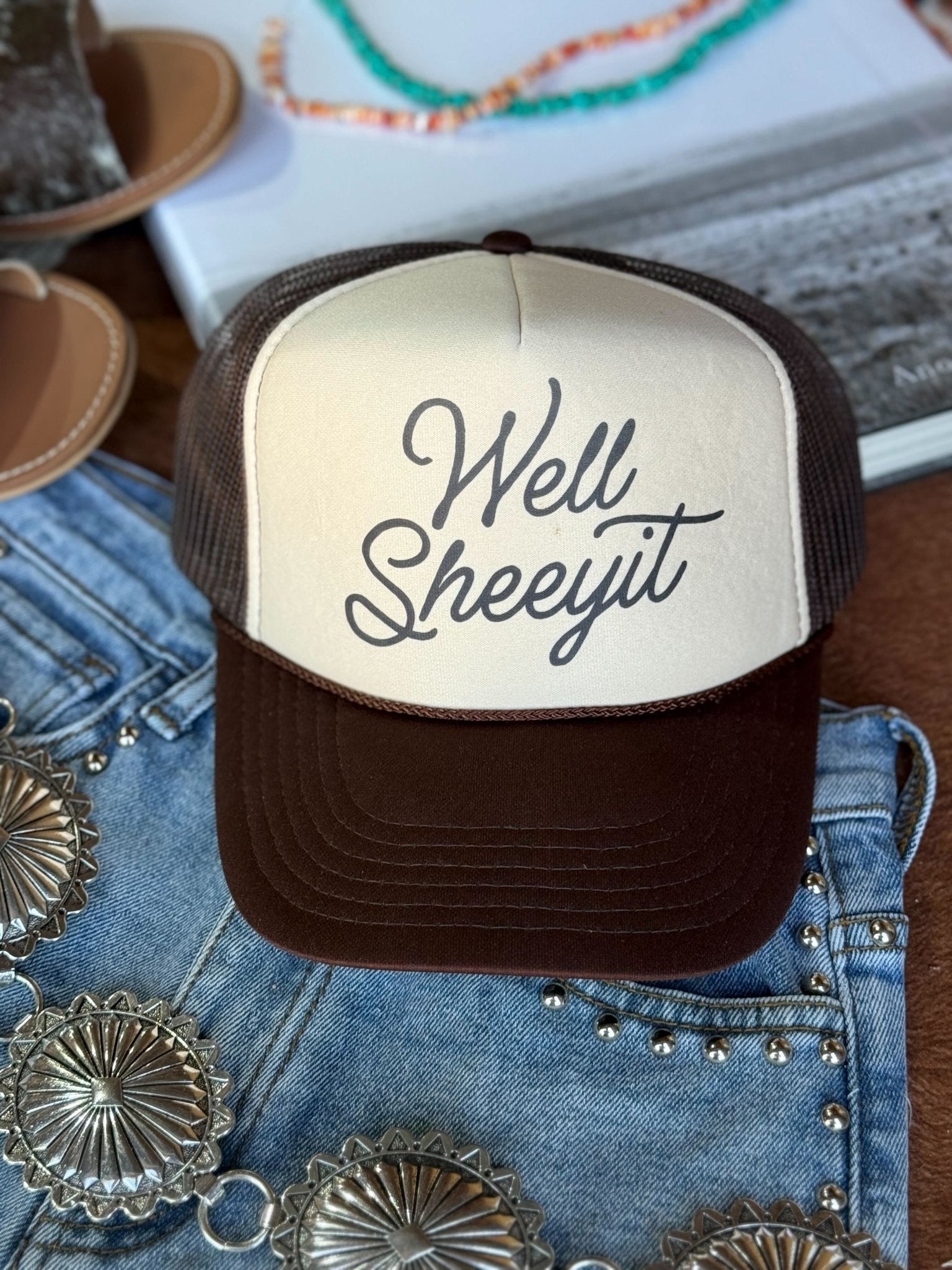 Well Sheeyit Trucker HatBrown &amp; Tan