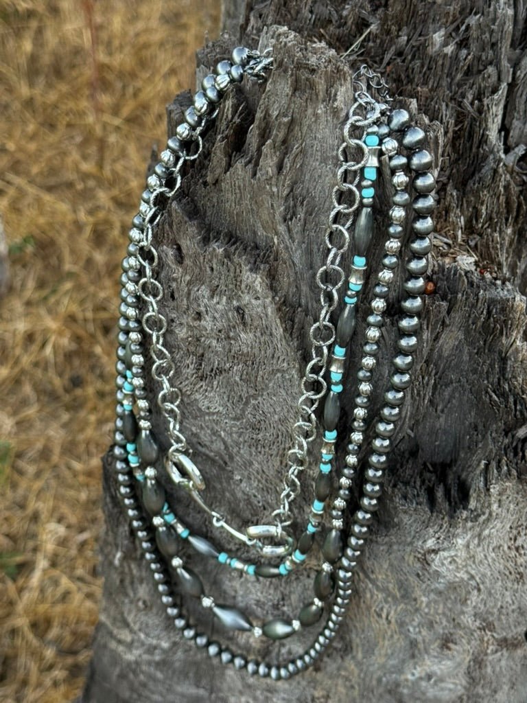 Western 4 Layered Snaffle Bit Beaded Necklace
