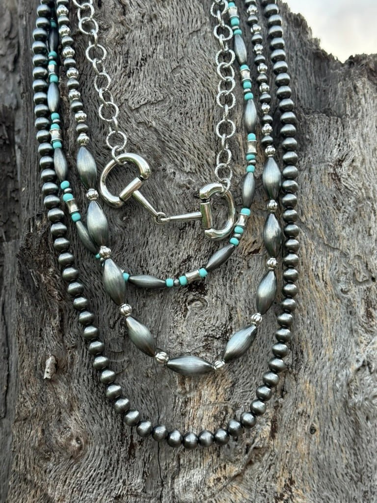 Western 4 Layered Snaffle Bit Beaded Necklace