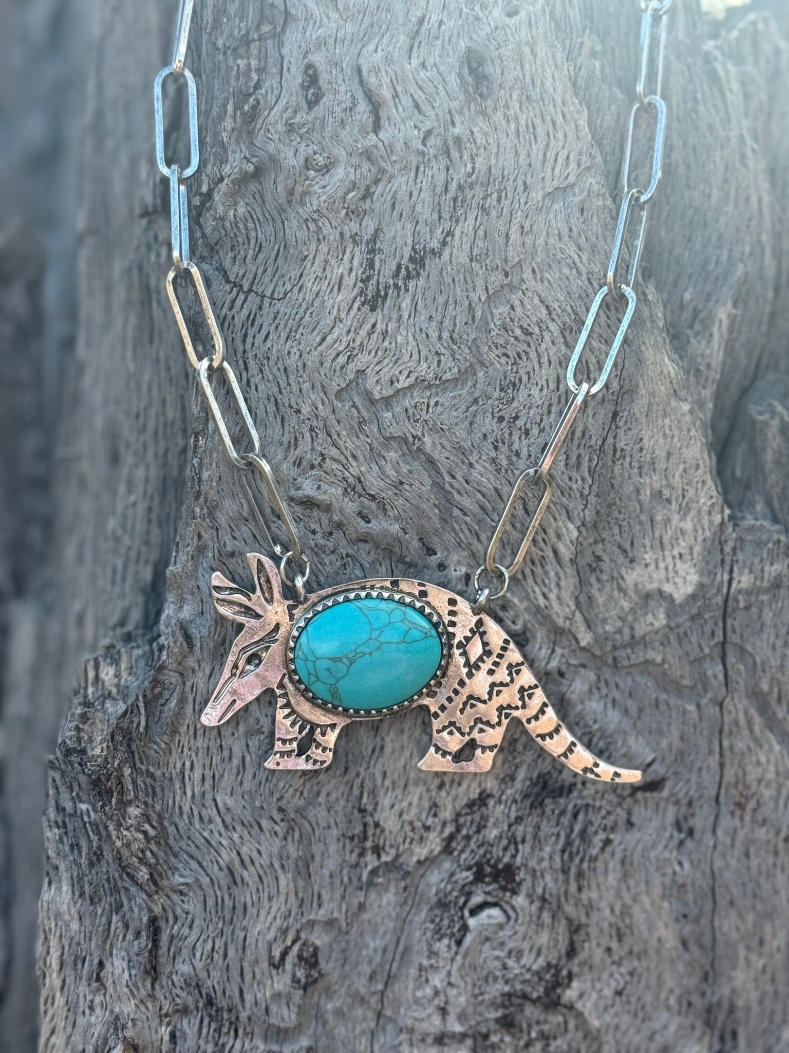 Western Armadillo Turquoise Necklace