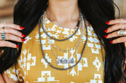 Western Bar and Pearls Layered Necklace
