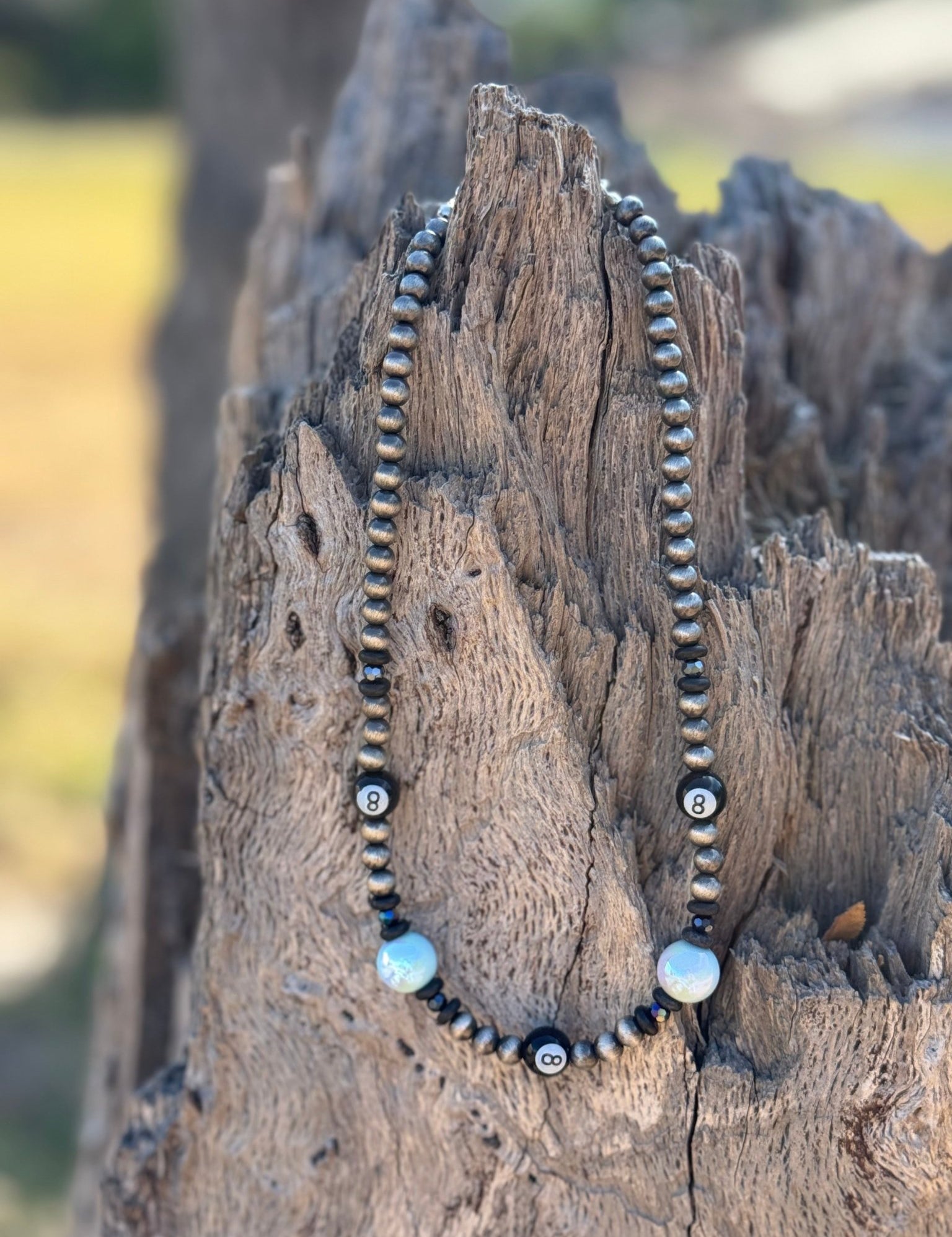 Western Beaded 8 - Ball Charm Necklace