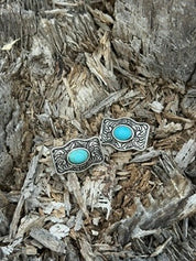 Western Belt Buckle Turquoise Stud Earrings