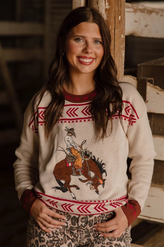 Western Bronc Rider Knit SweaterS