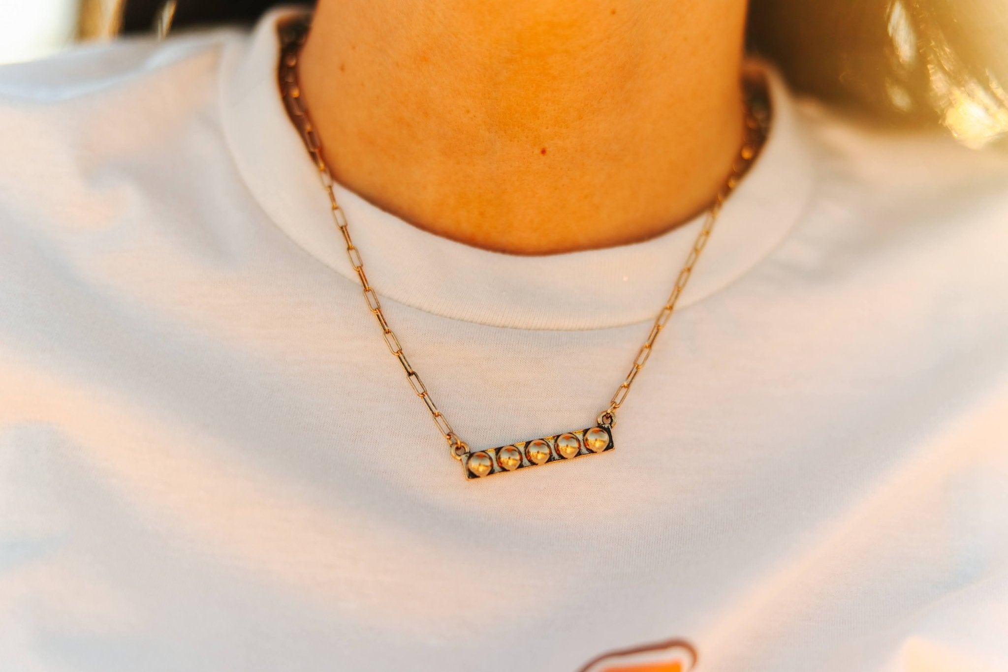 Western Bubble Bar Gold Necklace