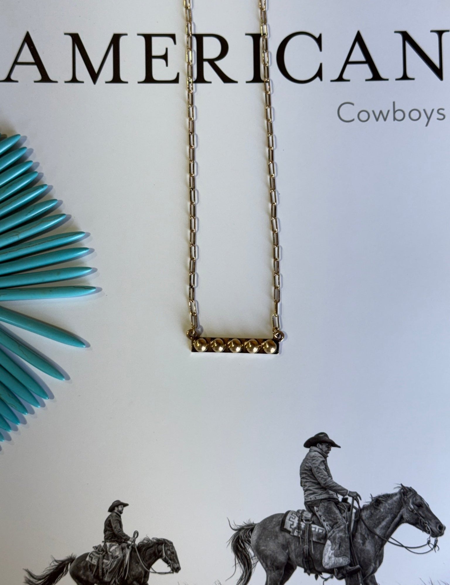 Western Bubble Bar Gold Necklace