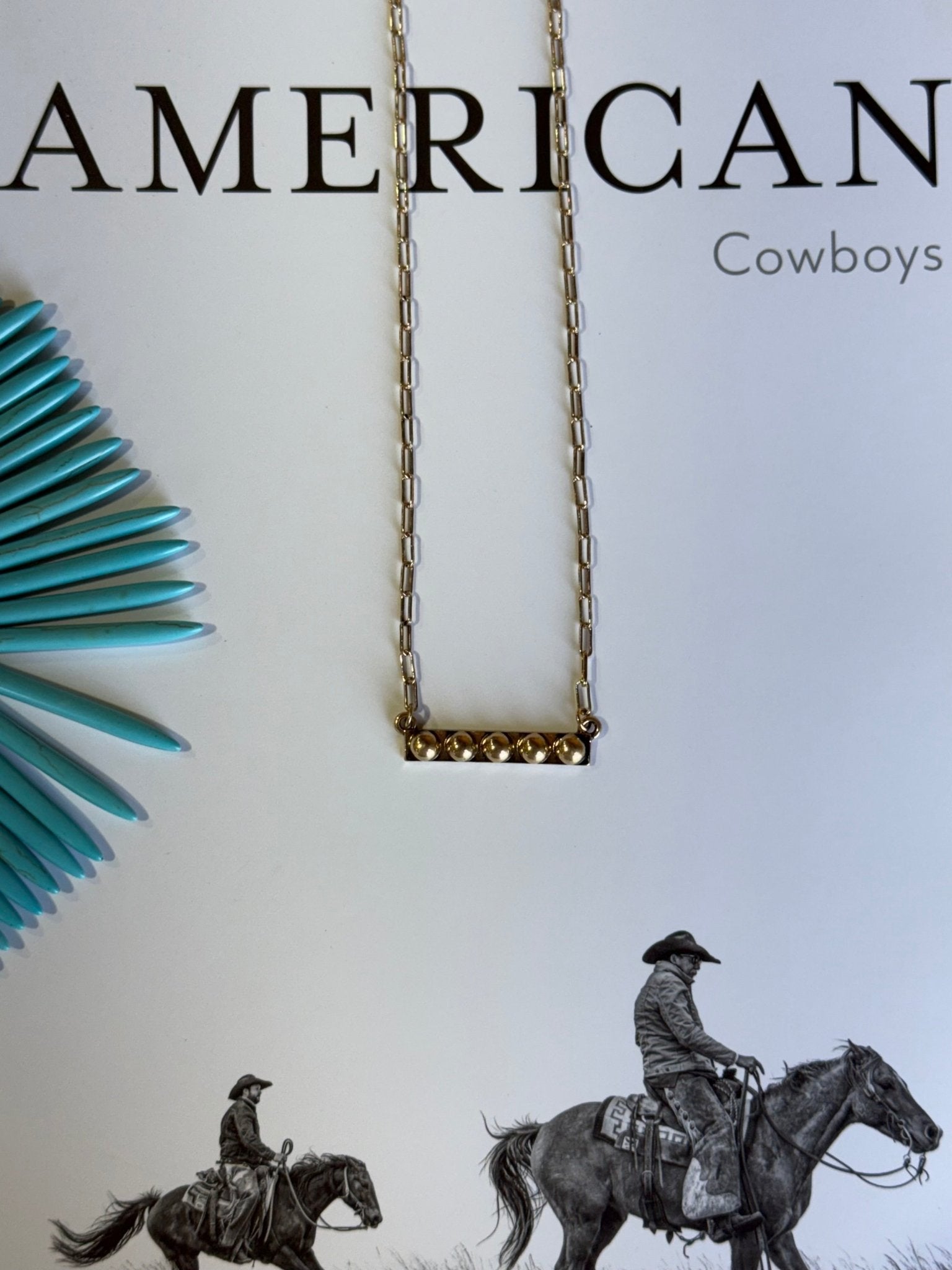Western Bubble Bar Gold Necklace