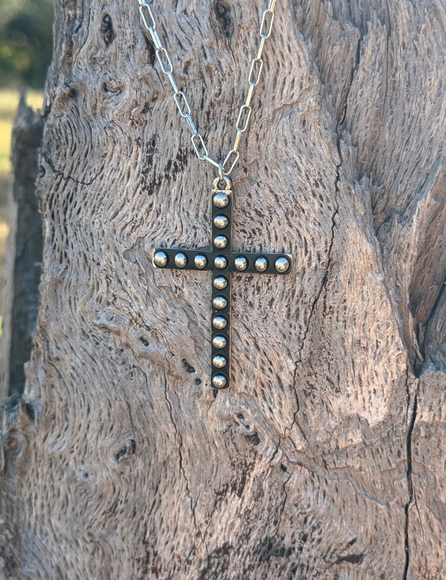 Western Bubble Cross Necklace