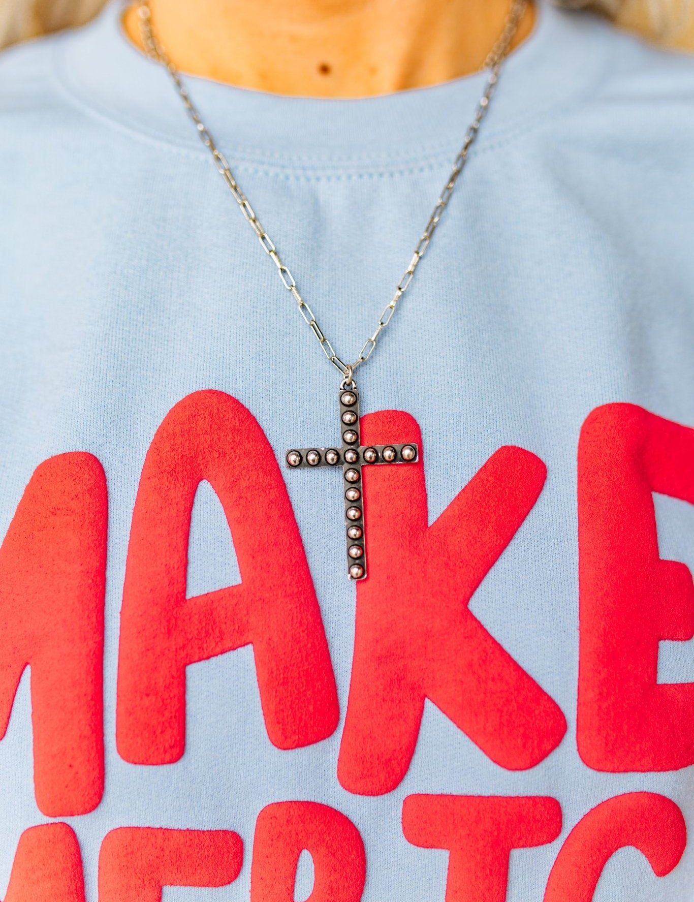 Western Bubble Cross Necklace