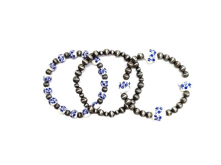 Western Ceramic Beaded Stretch Bracelet Set